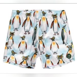 Men's Swim Trunks - Penguin Print Swim Shorts By Psycho Tuna NWT XL